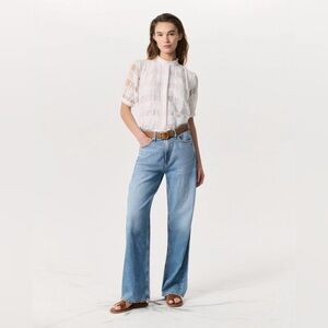 Rag & Bone Logan Mid-Rise Wide Leg Jeans Audrey Featherweight